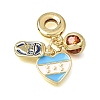 Brass Micro Pave Clear Cubic Zirconia and Enamel European Dangle Charms CU-CBAA556-02B-1