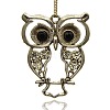 Antique Silver Alloy Rhinestone Owl Large Pendants ALRI-J005-01AS-1