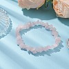 Natural Rose Quartz Chip Beaded Stretch Bracelets for Women Men BJEW-JB10647-02-2
