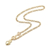 Heart & Rose Brass Pendant Necklace 304 Stainless Steel Chains for Women NJEW-JN04088-6