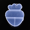 Strawberry 4 Grids Plastic Bead Storage Containers with Hinged Lid CON-T001-08-1