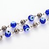 Handmade Evil Eye Lampwork Round Beads Chains for Necklaces Bracelets Making AJEW-JB00106-04-1