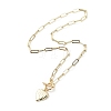 Alloy Heart Pendant Necklace with Brass Paperclip Chains for Woman NJEW-JN04081-4