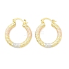 Brass Two Tone Hoop Earrings EJEW-B117-06C-M-4