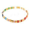 Bohemian Rainbow Glass Flat Double-Hole Bead Striped Women's Stretch Bracelets for Women QS8192-6-1