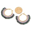 304 Stainless Steel & Bohemian Beaded Fan Hoop Earrings for Women EJEW-R001-01G-02-3