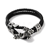 Men's Braided Black PU Leather Cord Multi-Strand Bracelets BJEW-K243-30AS-1