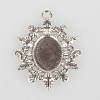 Vintage Tibetan Style Alloy Flower Pendant Cabochon Bezel Settings TIBEP-O006-39AS-1