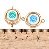 CCB Plastic Frame with Polymer Clay Flower Beads Flat Round Links Connector Charms KK-D103-10E-G-3