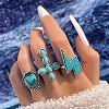 3Pcs 3 Style Synthetic Turquoise Ring Sets for Women PW-WG14783-03-1