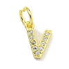 Letter Brass Micro Pave Clear Cubic Zirconia Pendants KK-K354-06G-V-1