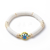 Handmade Polymer Clay Disc Surfer Stretch Bracelet BJEW-JB08825-4