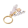 Alloy Acrylic Enamel with Natural Amethyst Keychain KEYC-JKC00805-02-4