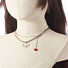 Heartbeat Tibetan Style Alloy Pendant Necklaces X1-NJEW-TA00006-8