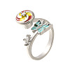 Butterfly & Windmill Enamel Rotatable Cuff Rings for Women RJEW-R005-10P-5