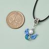 Glass Seed Beads & Glass Pearl Angel Pendant Necklaces NJEW-MZ00056-05-3