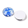 Blue and White Floral Printed Glass Cabochons GGLA-A002-14mm-XX-2