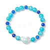 Spray Painted Crackle Glass Beads Stretch Bracelets for Women BJEW-MZ00201-01-2