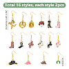 16 Pairs 16 Styles Alloy Enamel with Iron Dangle Earrings EJEW-HS00013-2