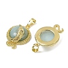 Natural Flower Amazonite Flat Round Shaped Brass Pendants KK-F887-03G-26-2