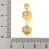 Barbell Rack Plating Brass Micro Pave Clear Cubic Zirconia Pendants KK-Z053-08G-3
