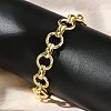 Brass Ring Link Chain Bracelets for Women Men BJEW-K273-07G-1