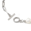Natural Baroque Pearl Beaded Necklace & Bracelet with 304 Stainless Steel Paperclip Chains SJEW-JS01262-15