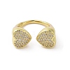 Brass Micro Pave Clear Cubic Zirconia Open Cuff Ring for Women RJEW-M165-03B-G-2