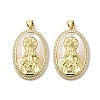 Brass Pave Shell Pendants KK-I708-16E-G-1