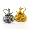 6Pcs Alloy Teacup & Saucer & Teapot Set BOTT-PW0001-212G-2