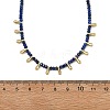 Natural Lapis Lazuli Faceted Rondelle Baded Necklaces with 201 Stainless Steel Teardrop Charms NJEW-JN06428-02-4