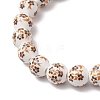 2Pcs Handmade Flower Printed Porcelain Ceramic Beaded Stretch Bracelets BJEW-JB11910-5