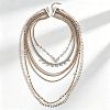 Boho Alloy Crystal Rhinestone Multi Layered Necklaces with Teardrop Tassel WG7D1FE-01-1