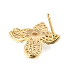 Brass Micro Pave Cubic Zirconia Stud Earring Findings with Loops CU-CBA1682-05G-2