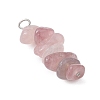 3Pcs Natural Rose Quartz & Aquamarine & Rose Quartz Chip Beaded Constellation Pendants PALLOY-JF03043-04-4