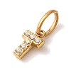 304 Stainless Steel Micro Pave Clear Cubic Zirconia Charms CU-CBA703A-02G-01-2