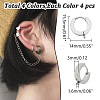 16Pcs 4 Colors 304 Stainless Steel Huggie Hoop Earrings Findings STAS-WR0001-15-2
