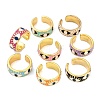 Eye Brass Enamel Cuff Rings RJEW-L113-036G-4