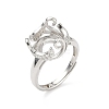 Rhodium Plated 925 Sterling Silver Micro Pave Clear Cubic Zirconia Adjustable Ring Components STER-NH0017-01P-1