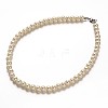 Stainless Steel Dyed Glass Pearl Round Bead Strands and Bracelets Jewelry Sets SJEW-M039-01B-2