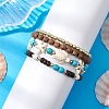 4Pcs 4 Styles Synthetic Turquoise & Coconut & Wood & Non-magnetic Synthetic Hematite Beaded Stretch Bracelet Sets BJEW-JB10720-3