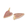 Rack Plating Brass Micro Pave Hot Pink Cubic Zirconia Pendants X-ZIRC-C040-19G-3
