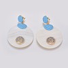 Shell Dangle Stud Earrings EJEW-F230-15G-2
