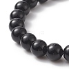 Natural Black Onyx & Cat Eye Beaded Stretch Bracelet BJEW-TA00222-3