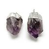 Plated Natural Amethyst Pendants G-R418-41-2