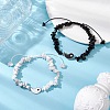 2Pcs Natural Obsidian Braided Beads Bracelets Sets BJEW-JB10952-2