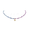 304 Stainless Steel Star Pendant Necklace with Glass Seed Beaded Chains for Women NJEW-JN04290-3