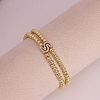 Brass Micro Pave Clear Cubic Zirconia Beads Double Strands Stretch Bracelets for Women FS-WGC7159-19-1