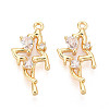Brass Pave Clear Cubic Zirconia Pendants KK-T077-63G-1
