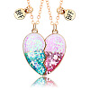2Pcs Fashionable Alloy Resin BFF Glitter Heart Magnetic Pendant Necklaces for Women FS-WGCB8A0-01-5